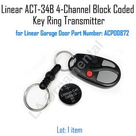 Acp00872 Act34b 4 Channel Transmitter Act-b34 Block Coded Key Ring Garage Door Remot