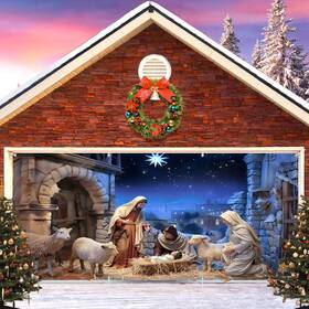 Caaerttply B0dftqnt1q Nativity Christmas Garage Door Cover Decorations Banner