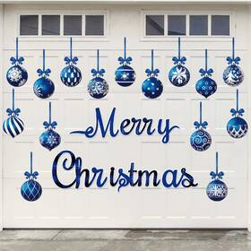 B0djrbzscj Funnypars 36 Pcs Christmas Garage Door Magnets Decorations Xmas Ball Decor Blue Silver