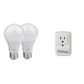 B0b1hwm4wm Genie Gledb2-r2 2pk Garage Door Opener Led Light Bulb 4000k And Surge Protector