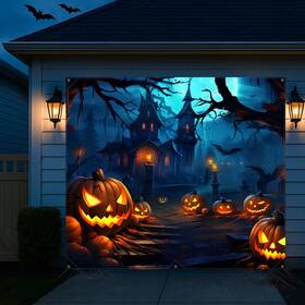 B0f9w92l1b Grmikbu Halloween Garage Door Cover Decoration 7x8 Ft Large Backdrop Outdoor Decor