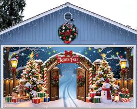 B0fn7gjfwt Hunnmingre Christmas Door Banner Decoration 7 X 16 Ft Magnetic Garage Cover