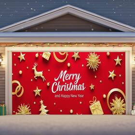 B0fl7pgz3t Ivn Merry Christmas Happy New Year Garage Door Banner 13x6 Ft Holiday Decor