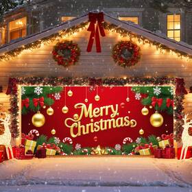B0fl7ts48k Ivn Merry Christmas Happy New Year Garage Door Banner 13x6 Ft Holiday Decor