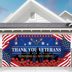 B0fljyxj8f Preboun Thank You Veterans Garage Door Decoration 7x16 Ft Patriotic