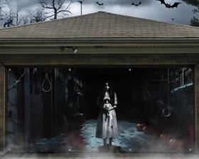 B0fdgnsvw8 Remagr Halloween Garage Door Banner Magnetic Ghost Girl Decoration 7x16 Ft