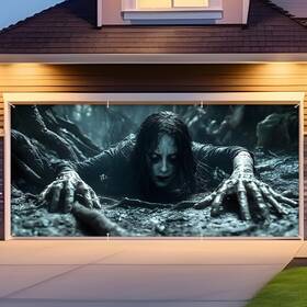 B0fdqzvpzx Remagr Halloween Garage Door Cover - 6x13 Ft Creepy Forest Ghost Backdrop