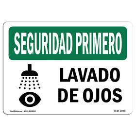 Signmission 197560537869 Osha Safety First Sign - Eye Bath Spanish Aluminum Protect Your Busi