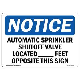 Signmission 709750078542 Osha Notice Signs - Automatic Sprinkler Shutoff Valve Located Vinyl Label D