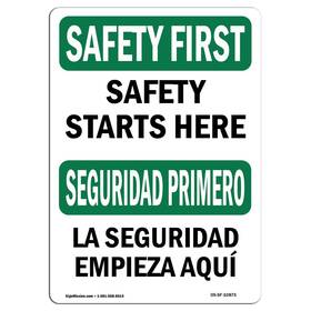 Signmission 709750314978 Osha Safety First Sign - Starts Here Bilingual Aluminum Prote