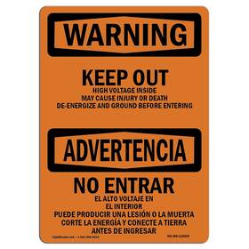 Signmission 709750433846 Osha Waring Sign - Keep Out Voltage Injury Death Bilingual Aluminum