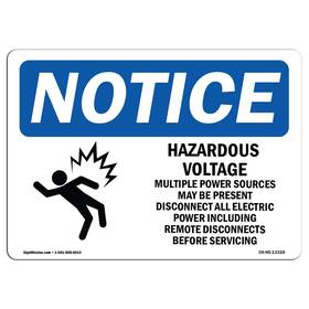 Signmission 709750474757 Osha Notice Sign - Hazardous Voltage Multiple Power Rigid Plastic Pr