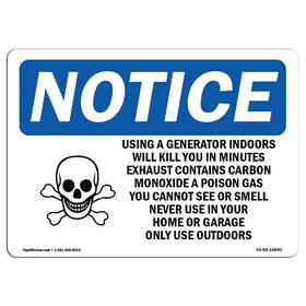 Signmission 709750571487 Osha Notice Sign - Using A Generator Indoors Will Rigid Plastic Prot