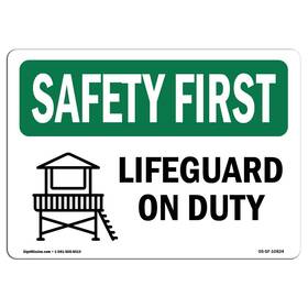 Signmission 713339403403 Osha Safety First Sign - Lifeguard On Duty Rigid Plastic Protect You