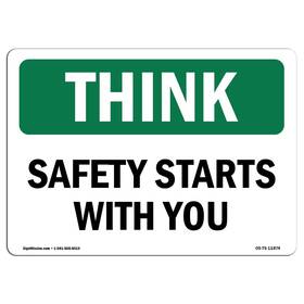 Signmission 713339431147 Osha Think Sign - Safety Starts With You Aluminum Protect Your Bus Inch