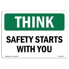 Signmission 713339431697 Osha Think Sign - Safety Starts With You Aluminum Protect Your Bus Inch