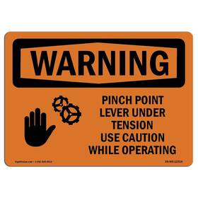 Signmission 713339442044 Osha Waring Sign - Pinch Point Lever Under Tension With Symbol Aluminum Sig