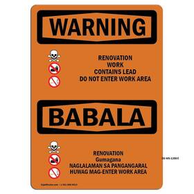 Signmission 713339445571 Osha Waring Sign - Renovation Work Contains Lead Aluminum Protect Yo