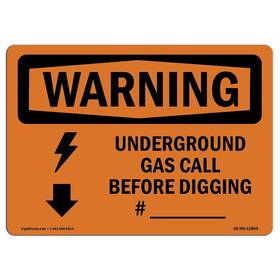 Signmission 713339445960 Osha Waring Sign - Underground Gas Custom Aluminum Protect Your Busi