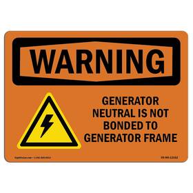 Signmission 713339448534 Osha Waring Sign - Generator Neutral Is Not Bonded With Symbol Aluminum Sig
