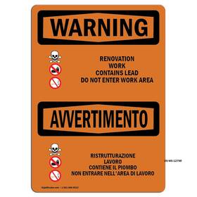 Signmission 713339453538 Osha Waring Sign - Renovation Work Contains Lead Aluminum Protect Yo
