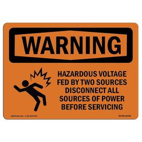 Signmission 713339456577 Osha Waring Sign - Hazardous Voltage Fed By With Symbol Aluminum Pro