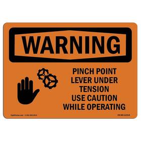 Signmission 713339458069 Osha Waring Sign - Pinch Point Lever Under Tension With Symbol Aluminum Sig