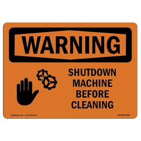 Signmission 713339458878 Osha Waring Sign - Shutdown Machine Before Cleaning With Symbol Aluminum Si