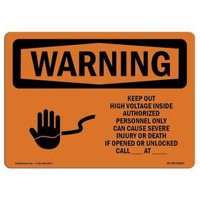 Signmission 713339460703 Osha Waring Sign - Keep Out High Voltage With Symbol Aluminum Protec