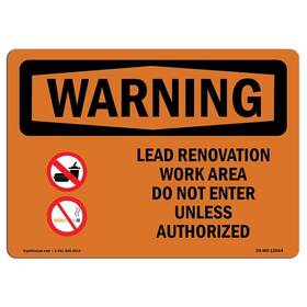 Signmission 713339460765 Osha Waring Sign - Lead Renovation Work With Symbol Aluminum Protect
