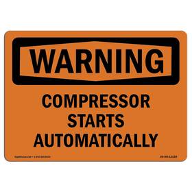 Signmission 713339483863 Osha Waring Sign - Compressor Starts Automatically Vinyl Label Decal Prot