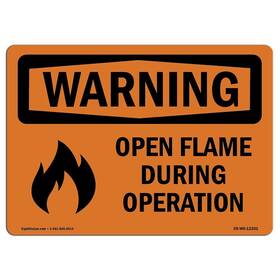 Signmission 713339489872 Osha Waring Sign - Open Flame During Operation With Symbol Vinyl Label Deca