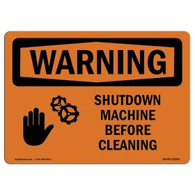 Signmission 713339546988 Osha Waring Sign - Shutdown Machine Before Cleaning With Symbol Rigid Plast