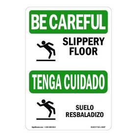Signmission 755874487784 Osha Be Careful Sign - Slippery Floor With Symbol Bilingual Plastic