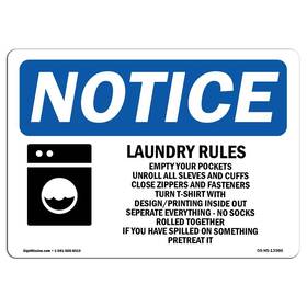 Signmission 755874541226 Osha Notice Sign - Laundry Rules Empty Your Pockets Aluminum Protect