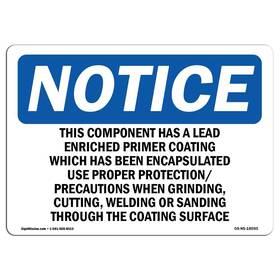 Signmission 755874566397 Osha Notice Sign - This Component Has A Lead Enriched Primer Aluminum