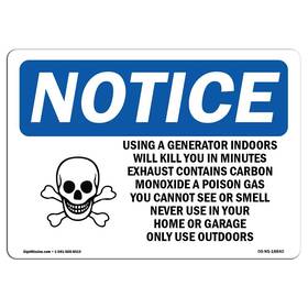 Signmission 755874568827 Osha Notice Sign - Using A Generator Indoors Will Aluminum Protect Y