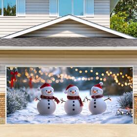 B0fh2c6tbz Thisfind 6x13 Ft Christmas Garage Door Banner Three Snowmen Weatherproof Xmas And New Yea