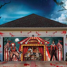 B0f9w2cr8z Tingjoo 6x13 Ft Halloween Garage Door Decoration Banner Evil Circus Spooky