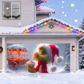 Ttchang B0fpfy2xvc Christmas Garage Door Banner Festive Holiday Party Backdrop Decoration
