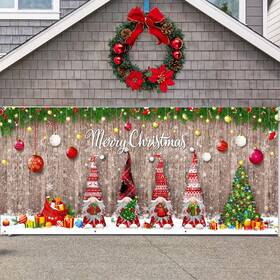 B0ddnzzjdv Wovweave Christmas Garage Door Cover 7x16ft Winter Xmas Gnome Backdrop