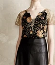 Anthropologie Golden Garden Top 14MEDIUM Velvet Floral Bling Shimmering Sparkles. Fixed Price $23.99.