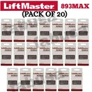 20 Pack 893MAX Liftmaster Button Remote Control Garage Door Opener. Fixed Price $183.78.