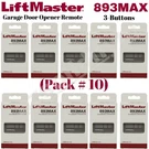 893MAX Button Liftmaster Visor Remote Control Garage Door Opener Pack # 10. Fixed Price $89.90.
