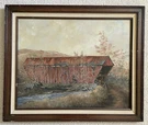 Covered Wood Bridge Nh Orig. Oil Painting By Charles Chamberlain Listed Artist. Fixed Price $175.00.