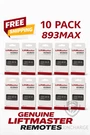 10 Pack 893MAX Liftmaster Button Remote Control Garage Door Opener. Fixed Price $84.50.