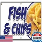 Signmission 72 Fish Chips Banner Cod Haddock White Deep Fried. Fixed Price $55.98.