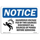 Hazardous Voltage Fed By Two With Symbol Osha Notice Sign Metal Plastic Decal. Fixed Price $15.99.