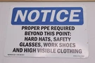 Signmission Osha Notice Proper Ppe Required Beyond This Point. Fixed Price $11.19.