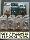 Nos 7-PACK National Hardware N119-182 N198-119 Brass Clothes Coat Hook 2". Fixed Price $28.60.